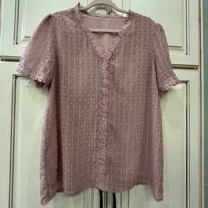 Mauve Lace Trim Blouse
